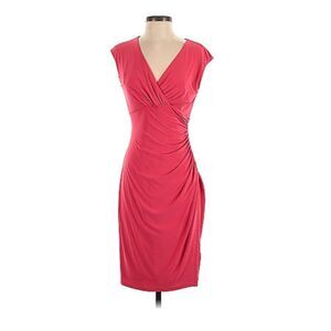 Lauren by Ralph Lauren Side Draped Jersey Knit Knee-Length Dress Size 4 Deep Red